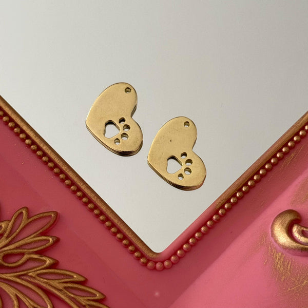 Charm Patita de Perro Corazón Baño de oro