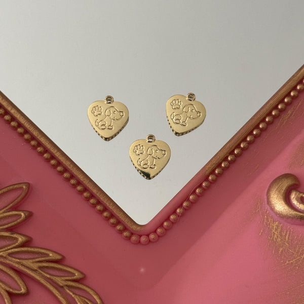 Charm Perrito Corazón Baño de oro