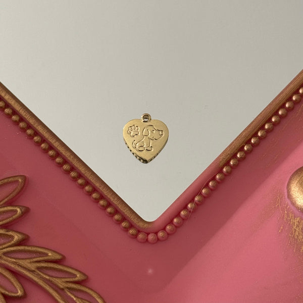 Charm Perrito Corazón Baño de oro