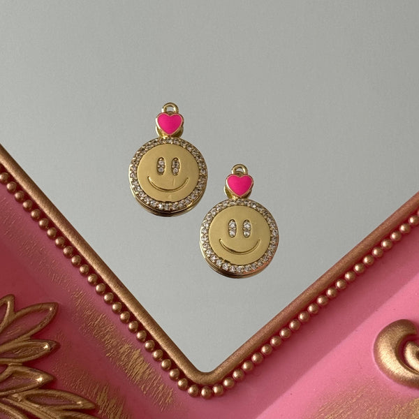Charm Smile Circones y Corazón Baño de oro