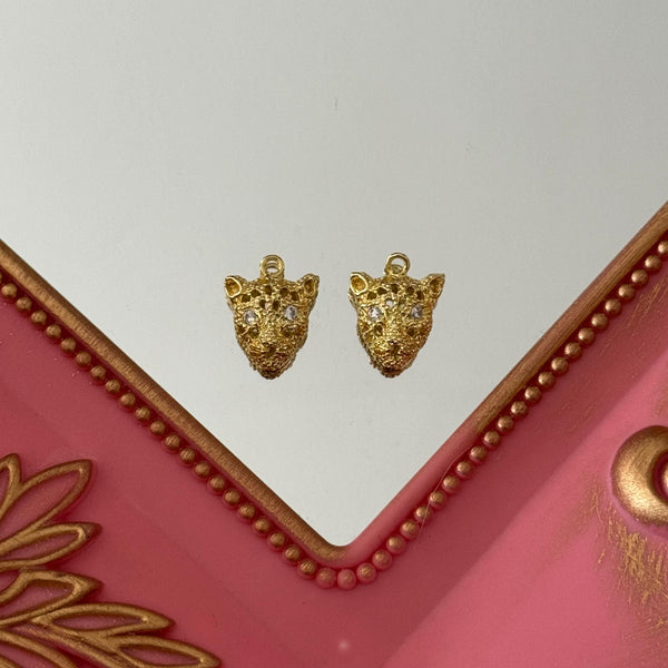 Charm Tigre Circones Baño de oro