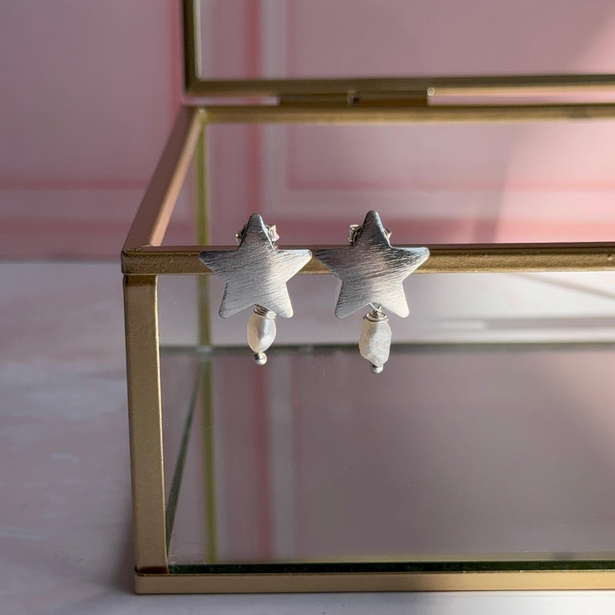 Aros Estrellas con Perlas de Río