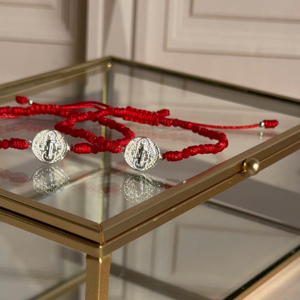 Pulsera Roja con Cristales y San Benito