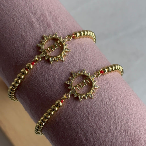 Pulsera Balines Roja Mom