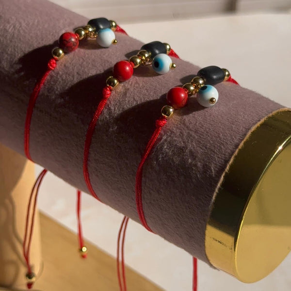 Pulsera Roja con Ojo Turco y Azabache