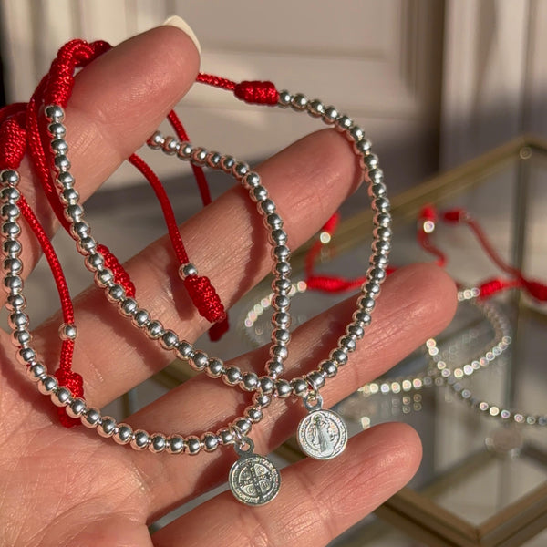 Pulsera Roja Balines con San Benito