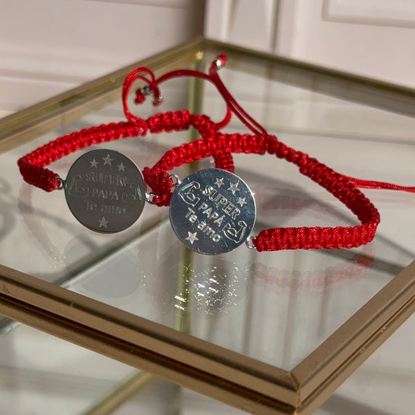Pulsera Roja "Super Papá, Te Amo"
