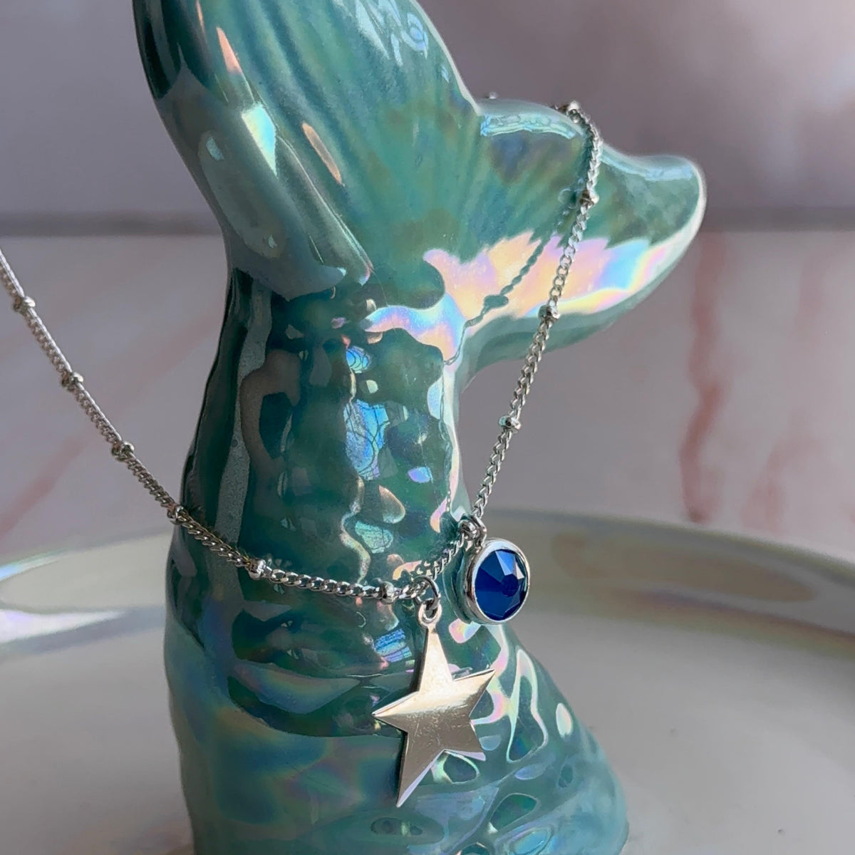 Collar Estrella con Cristal Azul