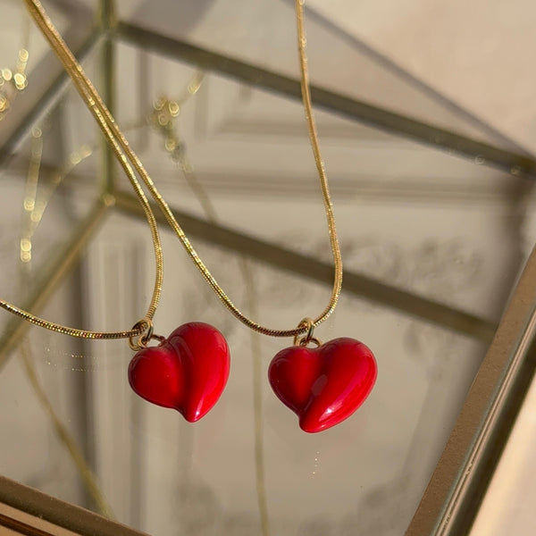 Collar Corazón Rojo Irregular