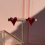 Aros Corazón Rojo Satín