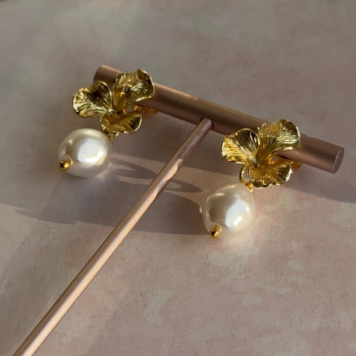 Aros Flor con Perla