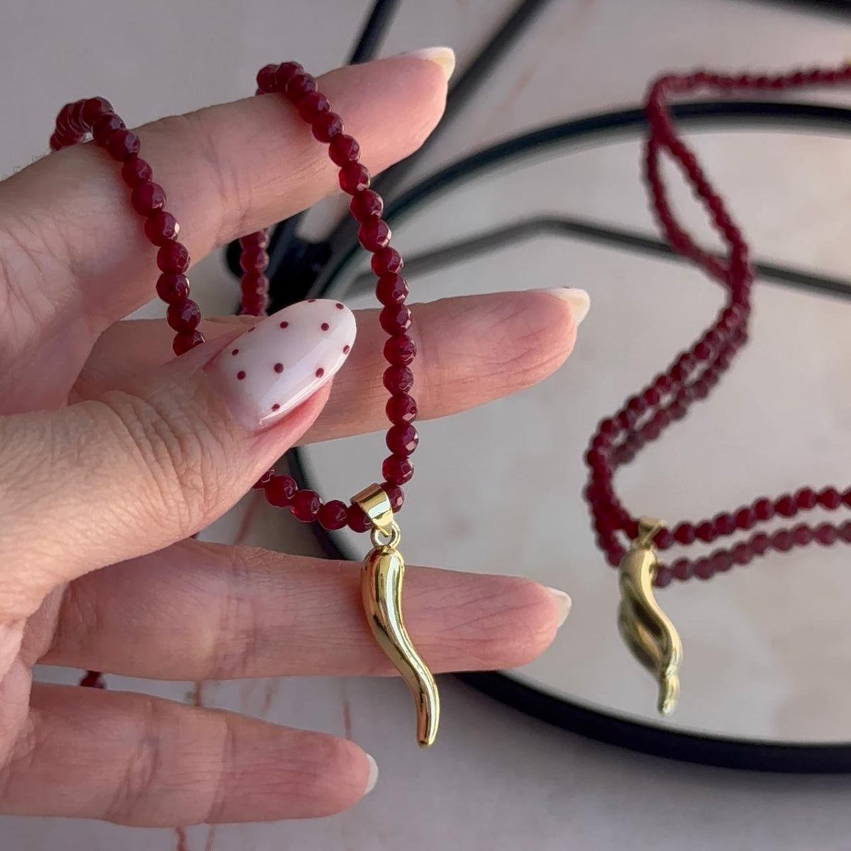 Collar Ágatas con Ají Cornicello