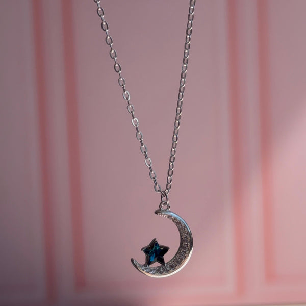Collar Luna y Estrella Azul
