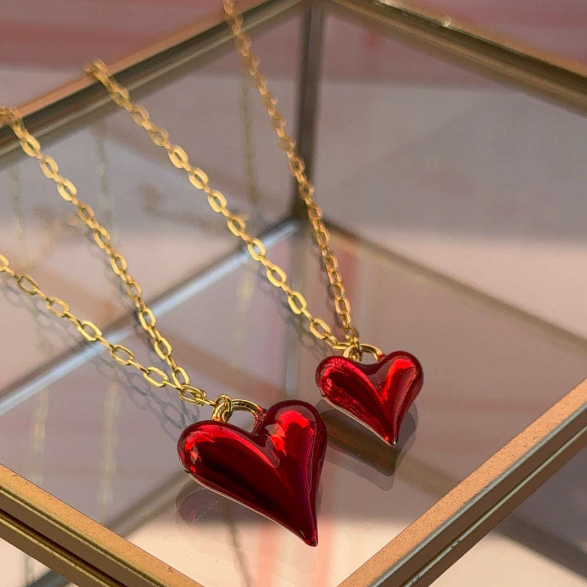 Collar Corazón Rojo Satín