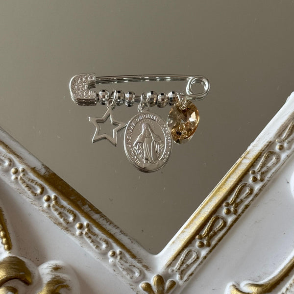 Prendedor Virgen de los Milagros, Estrella y Cristal
