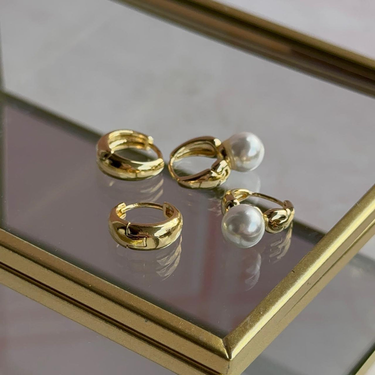 Aros Argolla Perla - Simple