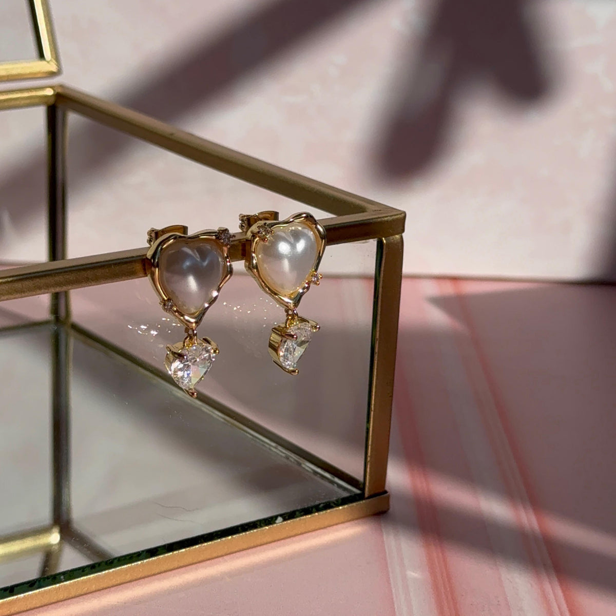 Aros Corazón Perlados
