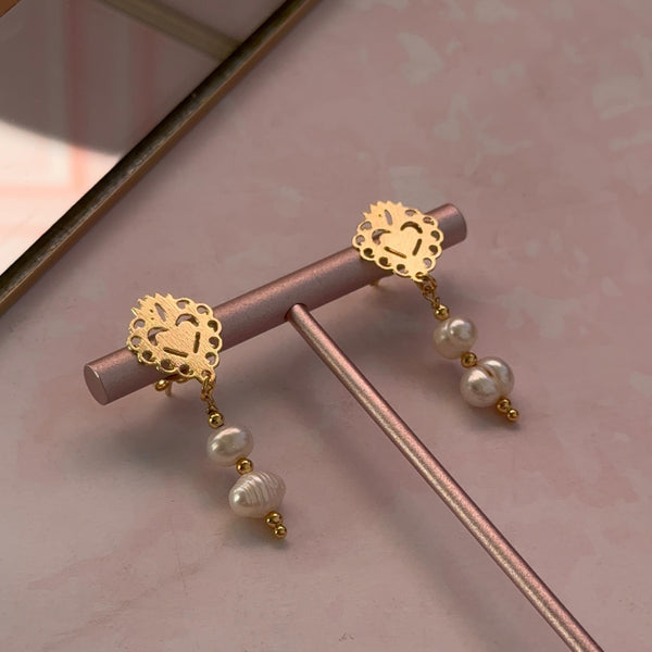 Aros Detente Corazón y Perlas de Río
