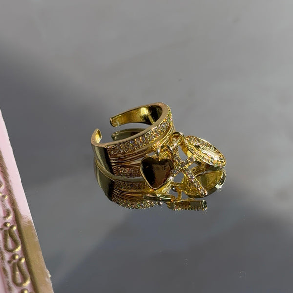 Anillo Corazón, Cruz y Virgen de Guadalupe