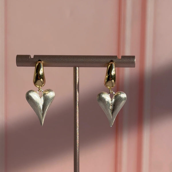 Aros Corazón Plateado