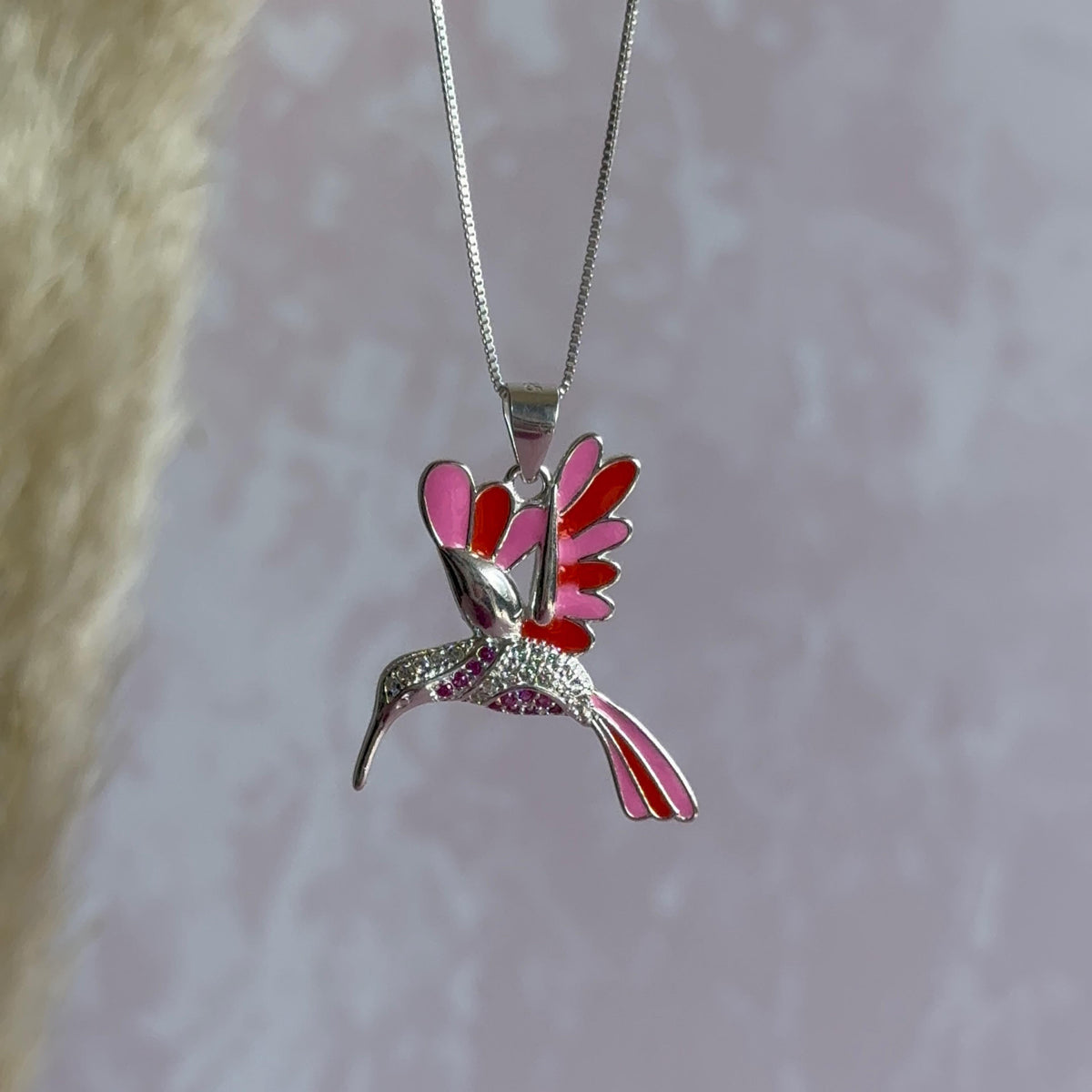 Collar Colibrí Esmaltado Plata 925