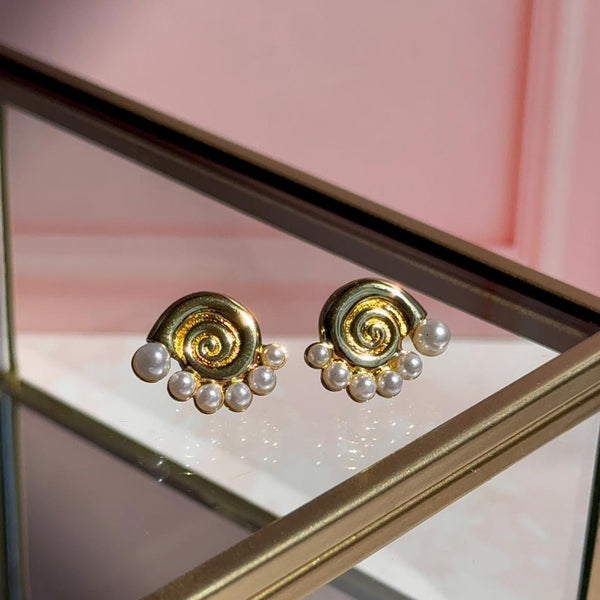 Aros Caracola con Perlitas