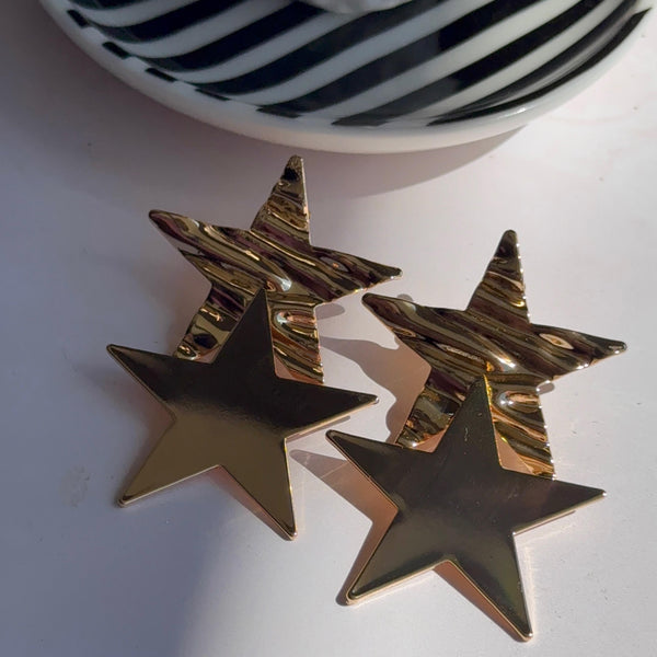 Aros Maxi Estrellas Baño de oro