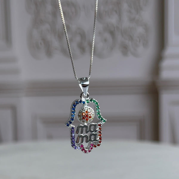 Collar Mamá en Mano de Fátima