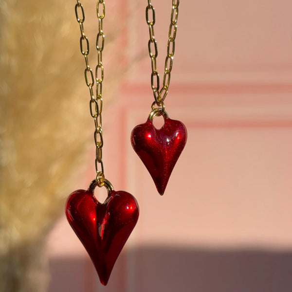 Collar Corazón Rojo Satín