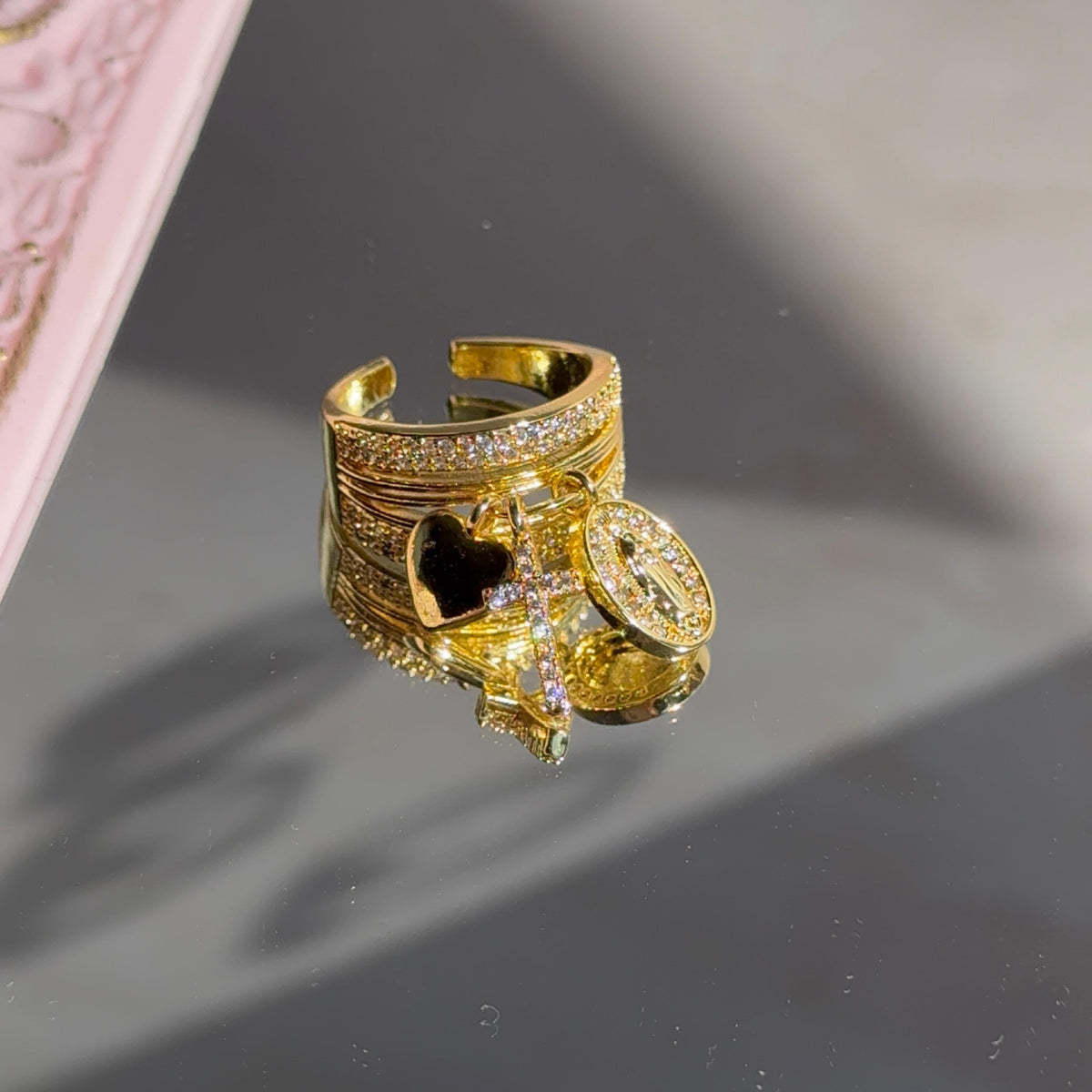 Anillo Corazón, Cruz y Virgen de Guadalupe