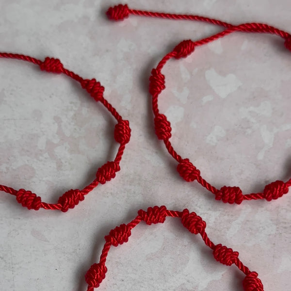 Pulsera Roja Hilada 7 Nudos