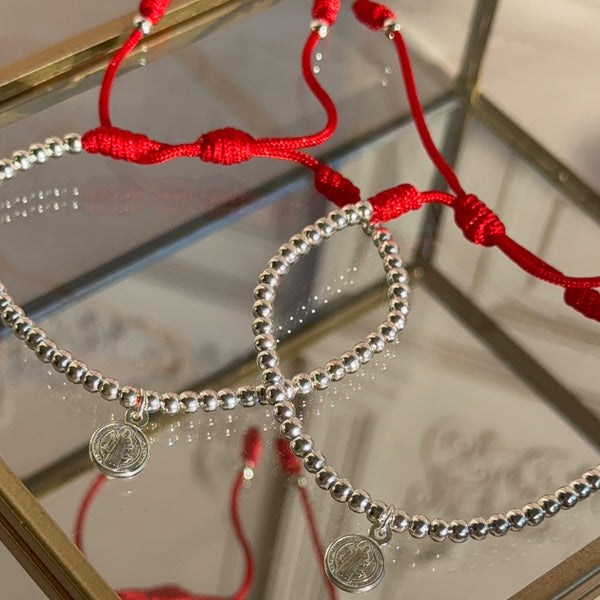 Pulsera Roja Balines con San Benito