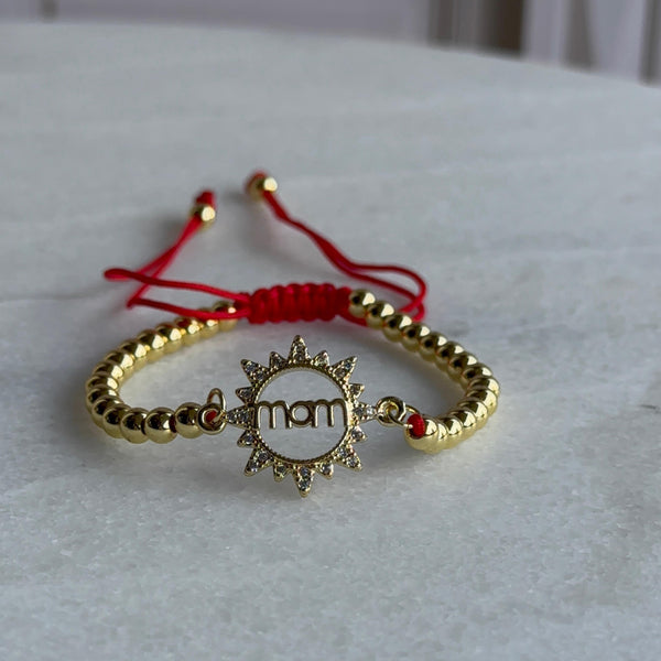 Pulsera Balines Roja Mom