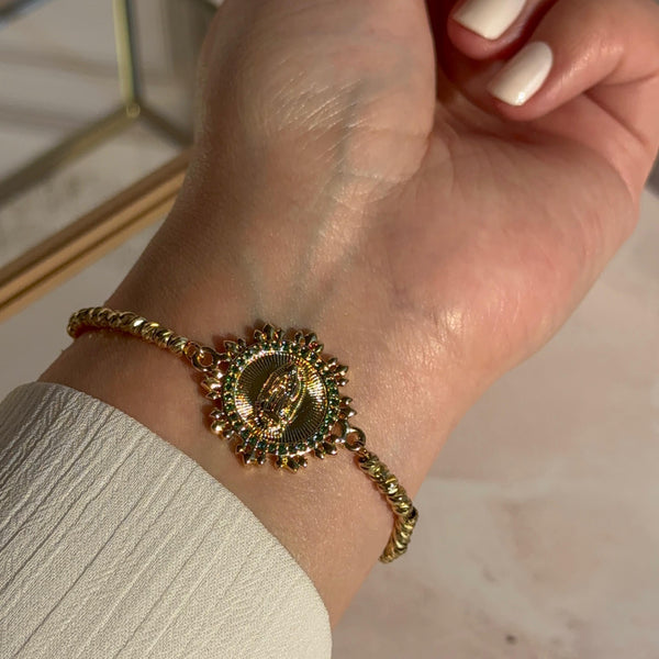 Pulsera Circones Verde Virgen de Guadalupe