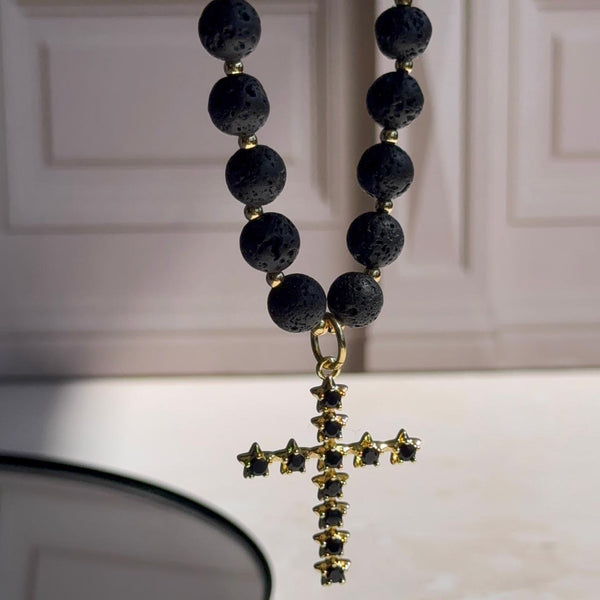 Collar Cruz - Piedras Volcánicas