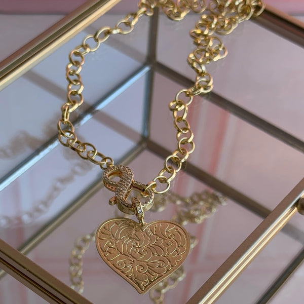 Collar Corazón y Broche Infinito