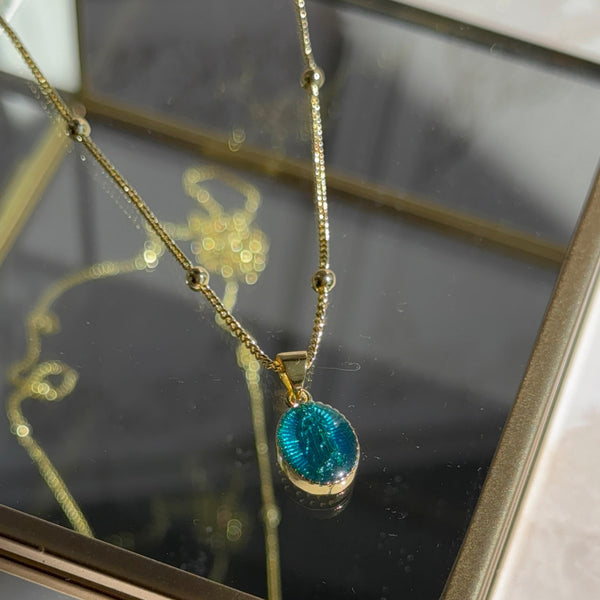 Collar Virgen de Guadalupe Turquesa