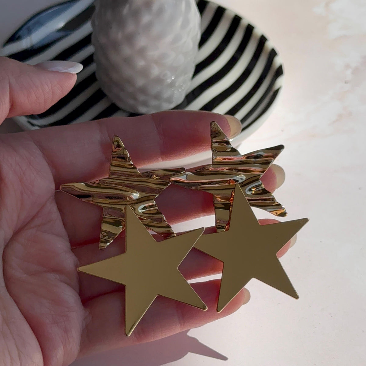 Aros Maxi Estrellas Baño de oro
