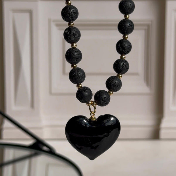 Collar Paula - Corazón Negro