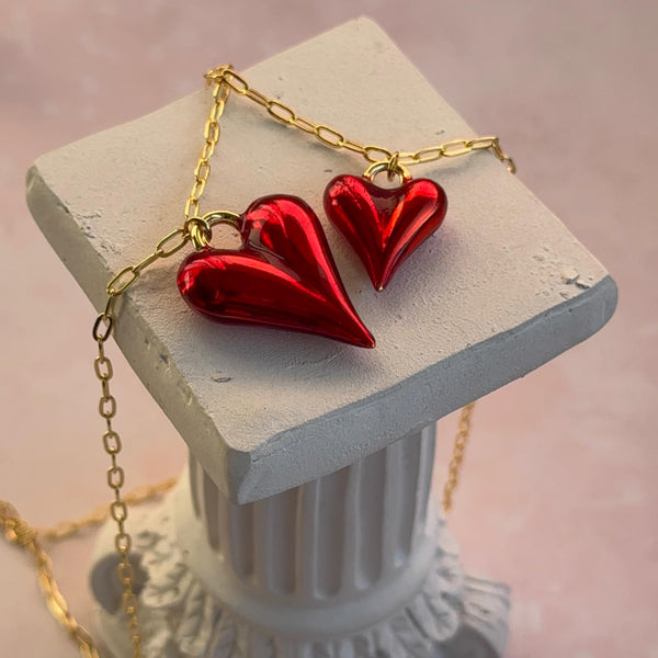 Collar Corazón Rojo Satín