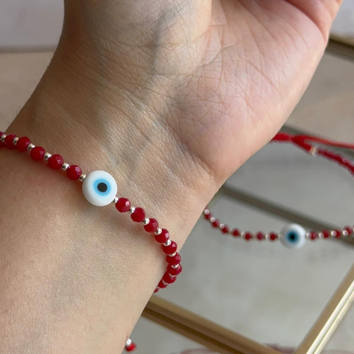 Pulsera Roja con Ojo Turco Plata 925