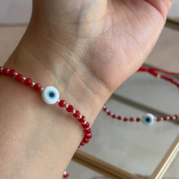 Pulsera Roja con Ojo Turco Plata 925