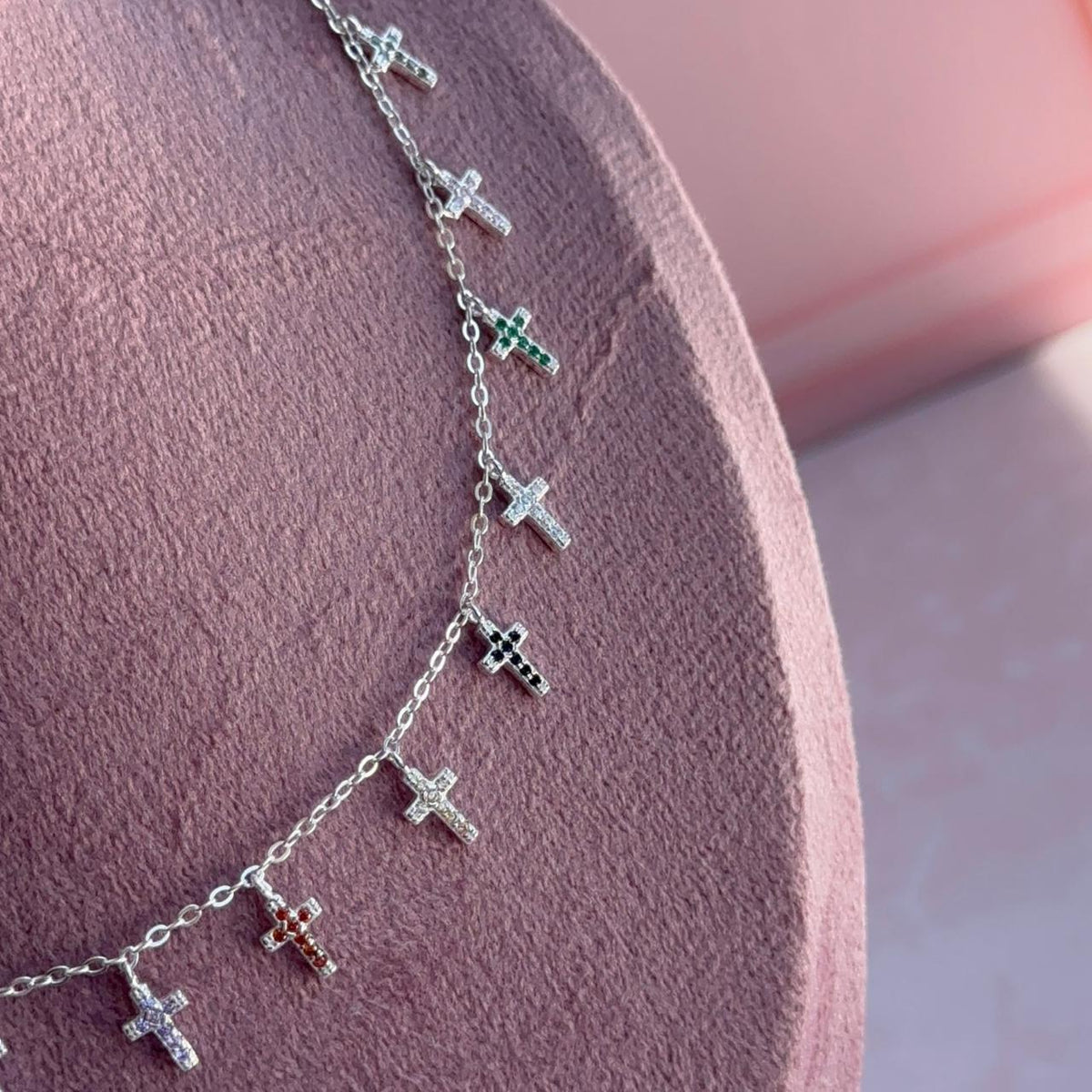 Collar Cruz Circones de Colores