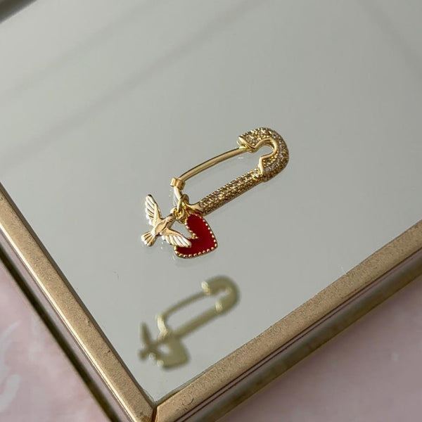 Prendedor Espíritu Santo y Corazón Rojo