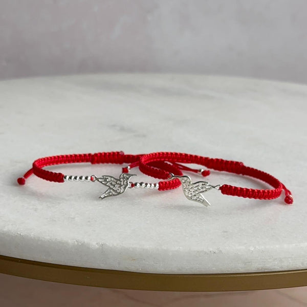 Pulsera Roja Colibrí Plata 925