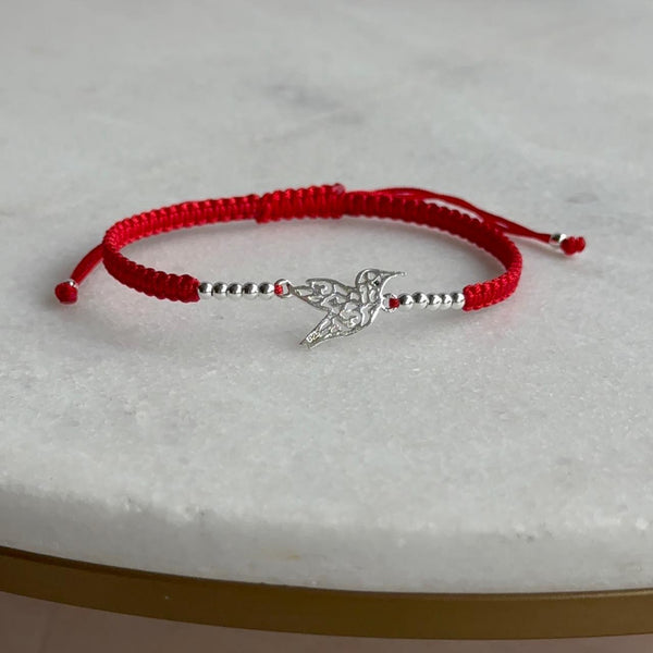 Pulsera Roja Colibrí Plata 925