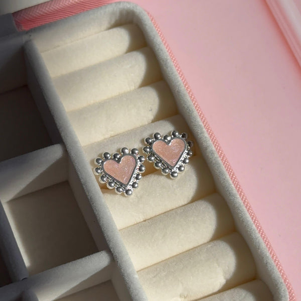 Aros Corazón Balines - Baño de plata