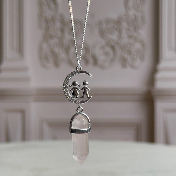 Collar Hija Hijo con Cuarzo Rosa