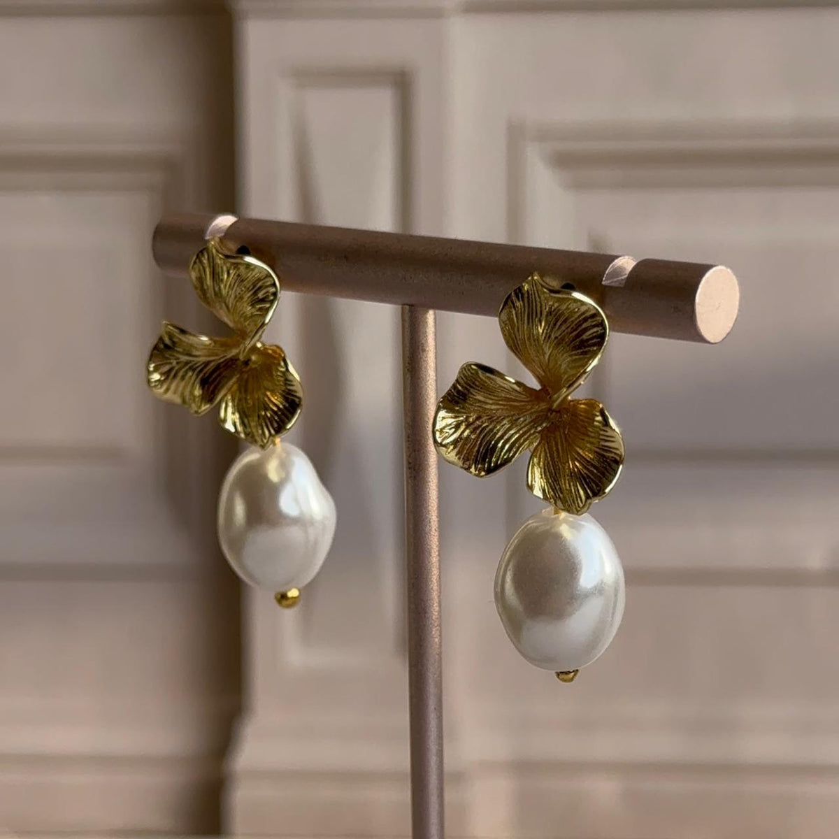 Aros Flor con Perla