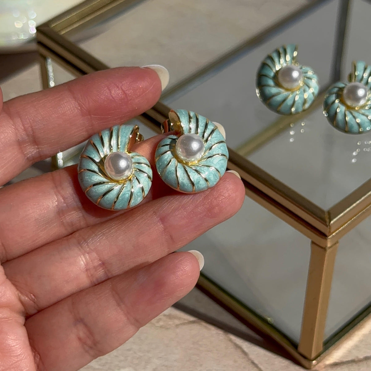 Aros Caracola Turquesa